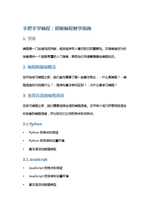 手把手学编程：初级编程教学指南