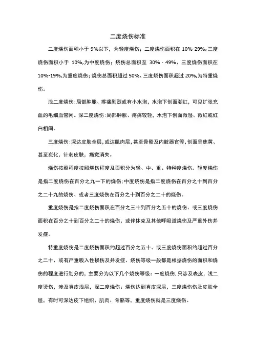 二度烧伤标准