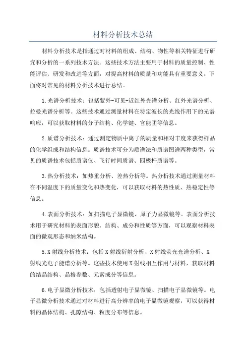 材料分析技术总结