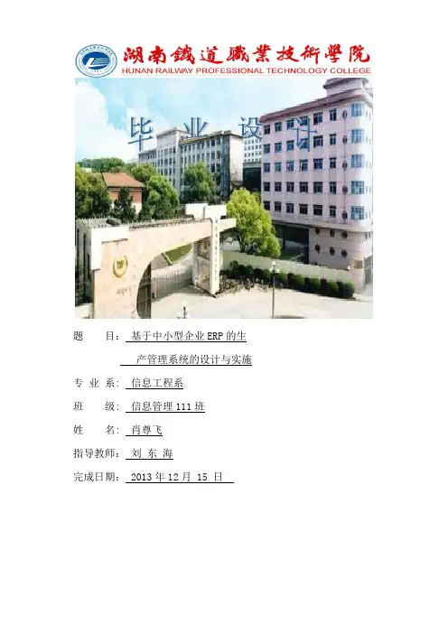 ERP实施毕业设计(肖尊飞)