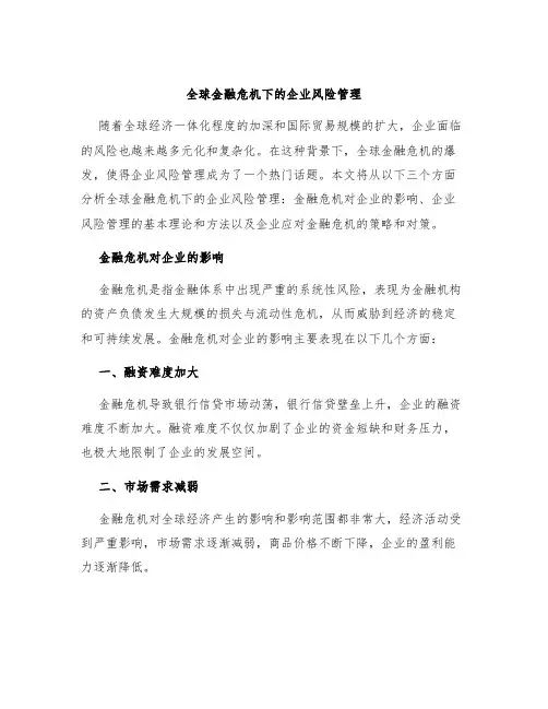 全球金融危机下的企业风险管理