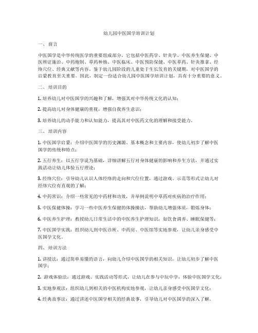 幼儿园中医国学培训计划