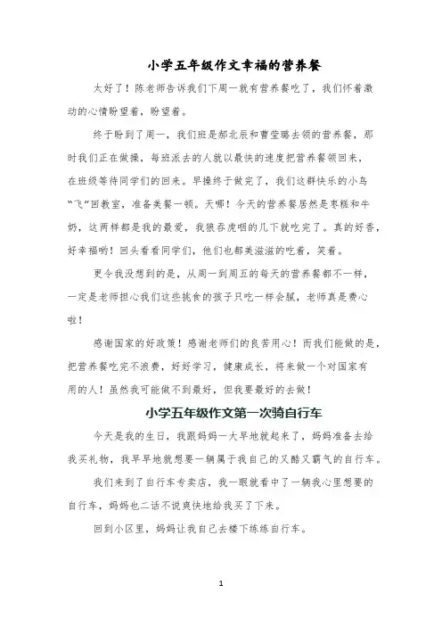 小学五年级作文幸福的营养餐