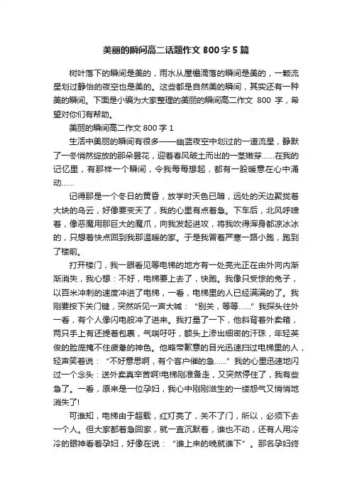 美丽的瞬间高二话题作文800字5篇