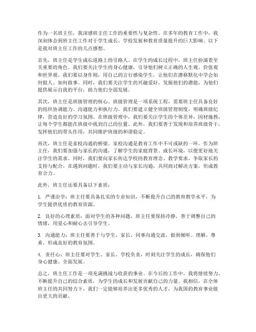 浅谈班主任工作感想
