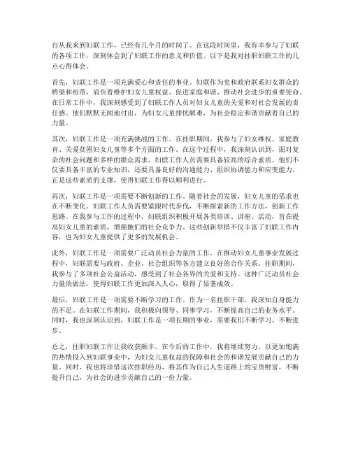 挂职妇联工作心得体会