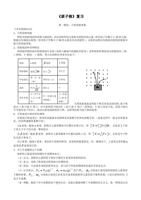 人教版物理选修3-5《原子核》全章复习提纲(11页)