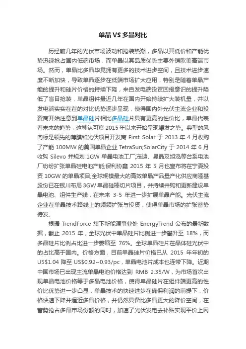 单晶VS多晶对比