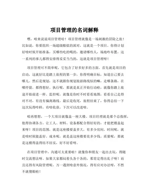 项目管理的名词解释