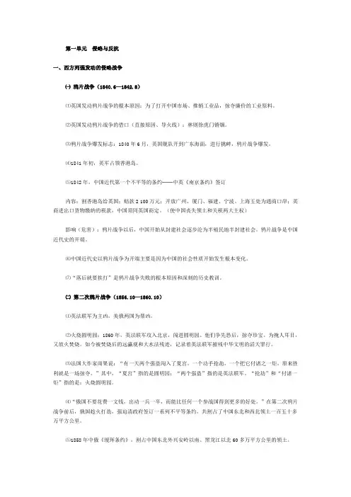 侵略与反抗知识汇总