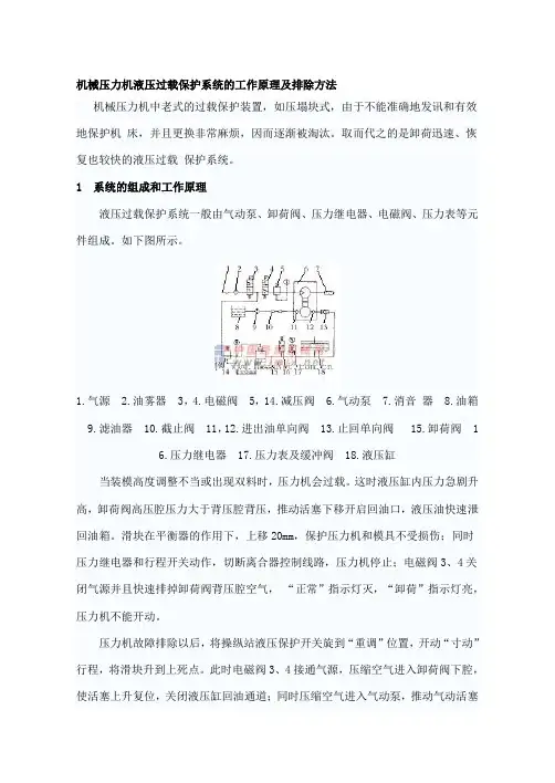 机械压力机液压过载保护系统的工作原理及排除方法