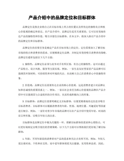 产品介绍中的品牌定位和目标群体