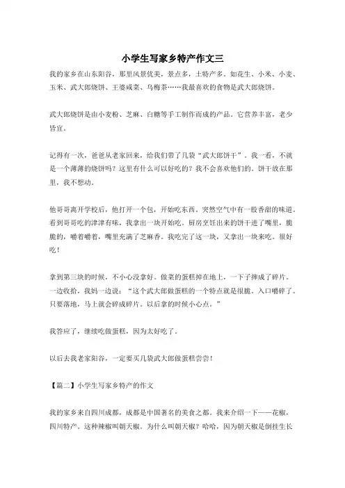 小学生写家乡特产作文三