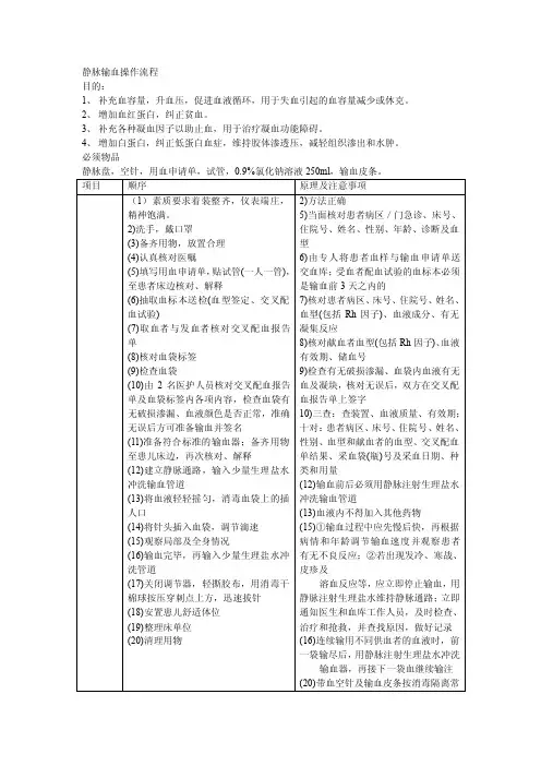 静脉输血操作流程