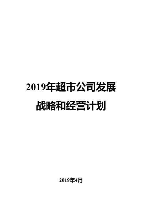 2019年超市公司发展战略和经营计划