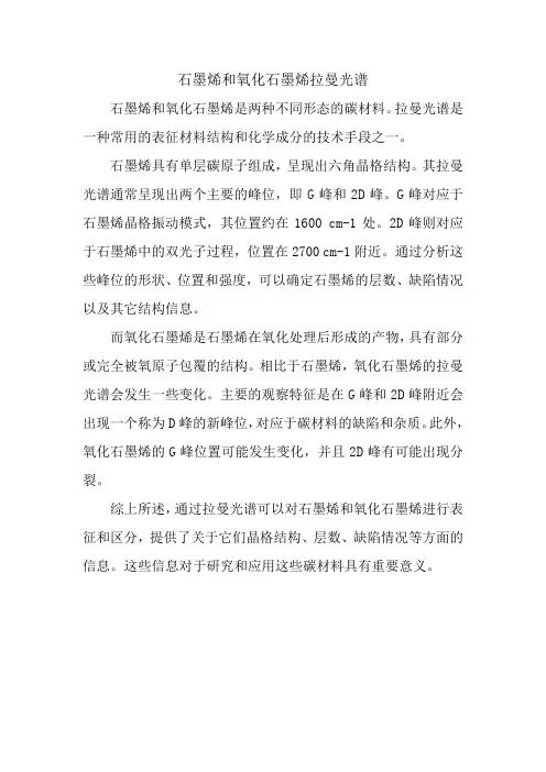 石墨烯和氧化石墨烯拉曼光谱