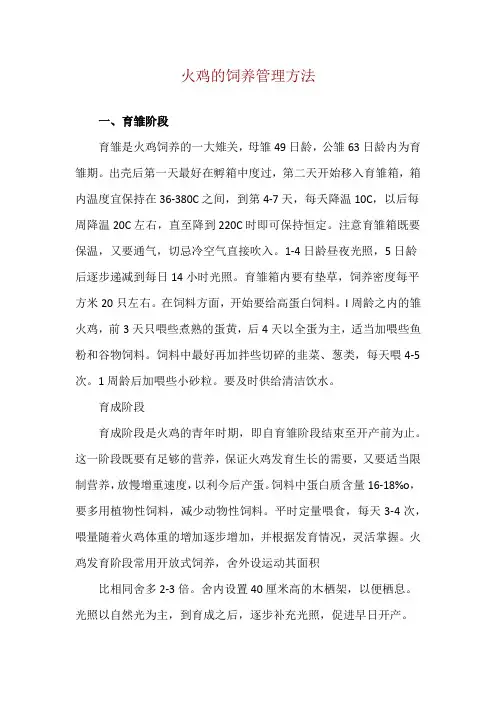 火鸡的饲养管理方法