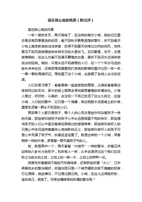 留在我心底的风景（附点评）