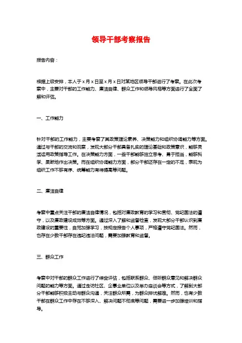 领导干部考察报告