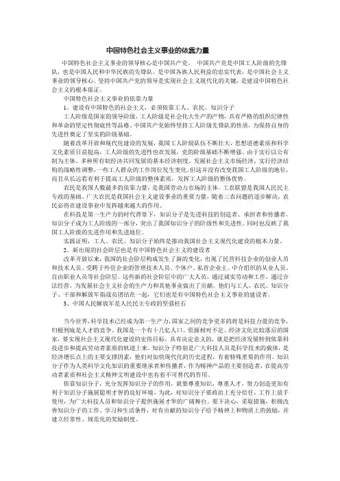 中国特色社会主义事业的依靠力量