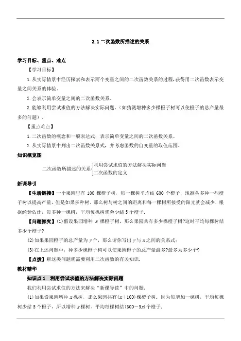 北师大版九年级下第二章二次函数导学案