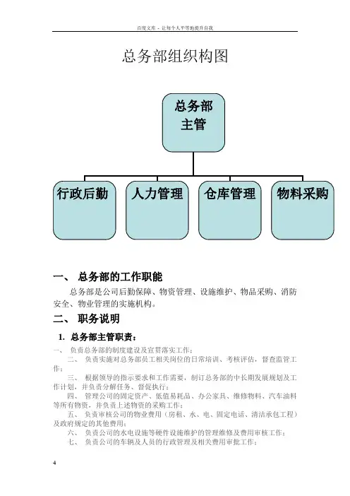 总务部结构及其职责