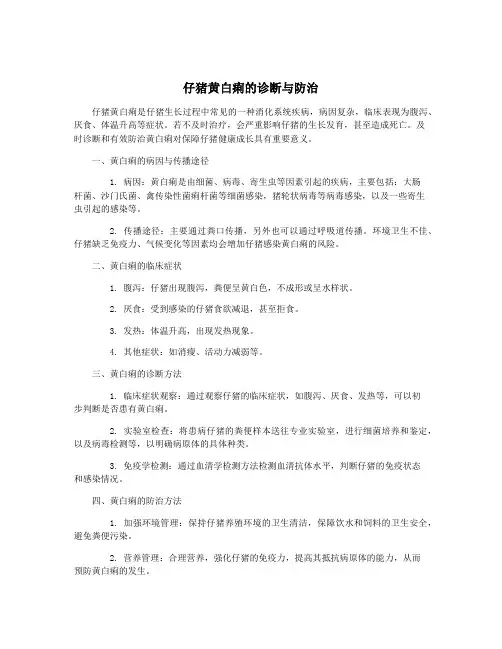 仔猪黄白痢的诊断与防治