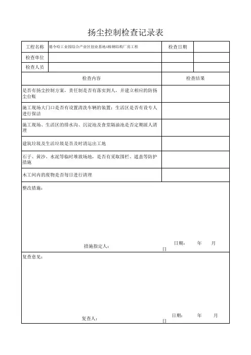 扬尘控制检查记录表