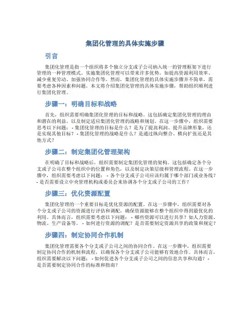 集团化管理的具体实施步骤