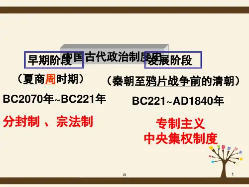 高中历史 专题一 古代中国的政治制度 中国早期政治制度的特点课件 人民版必修1 