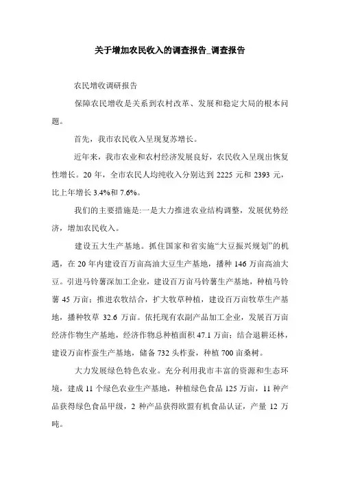 关于增加农民收入的调查报告_调查报告.doc