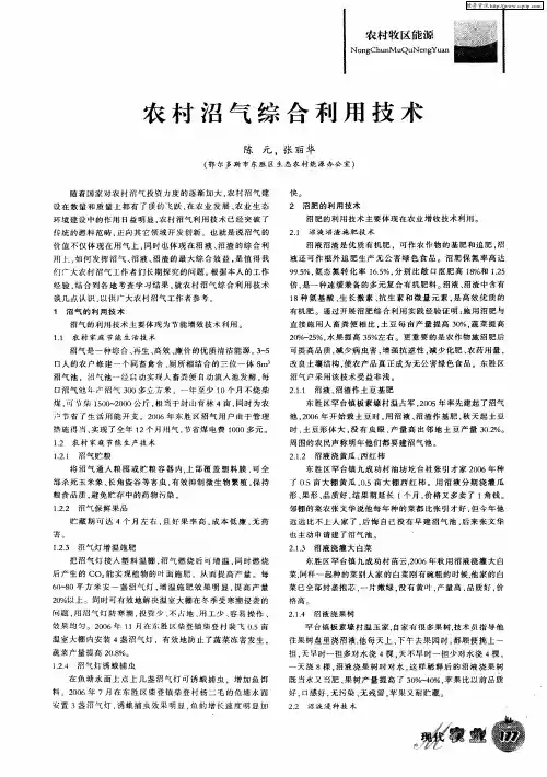 农村沼气综合利用技术