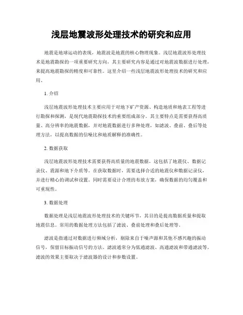 浅层地震波形处理技术的研究和应用