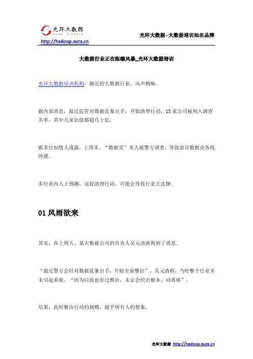大数据行业正在酝酿风暴_光环大数据培训