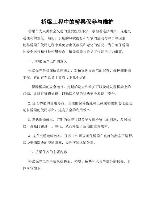 桥梁工程中的桥梁保养与维护