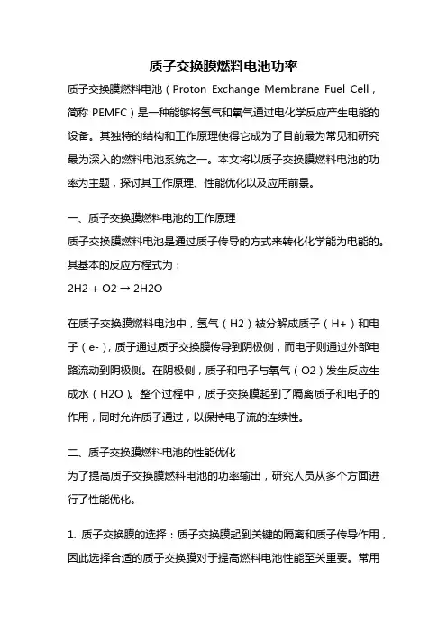 质子交换膜燃料电池功率