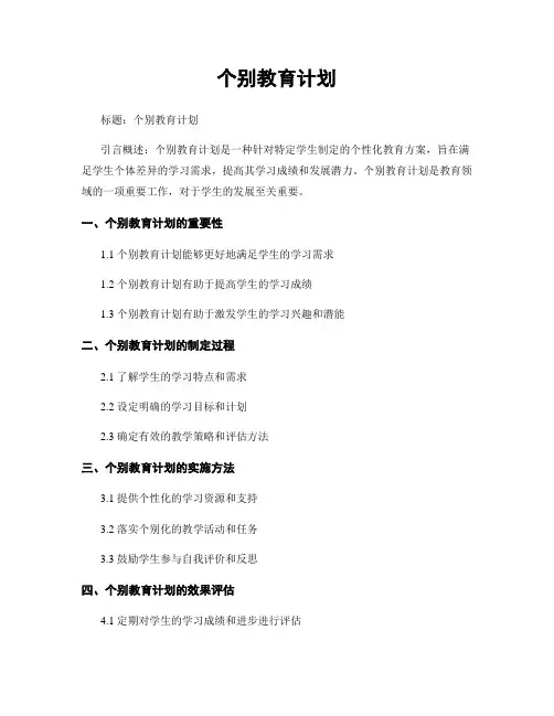 个别教育计划
