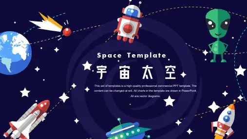 卡通宇宙太空教育PPT模板