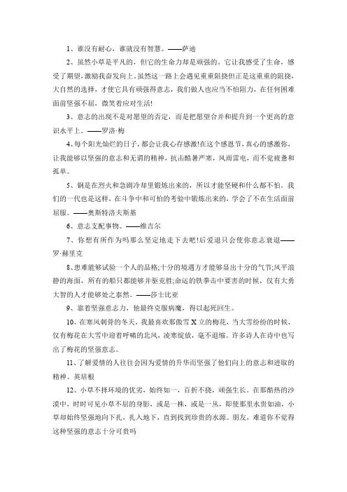 坚强的意志力的名言名句