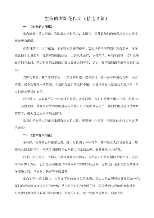 生命的太阳花 作文(精选3篇)
