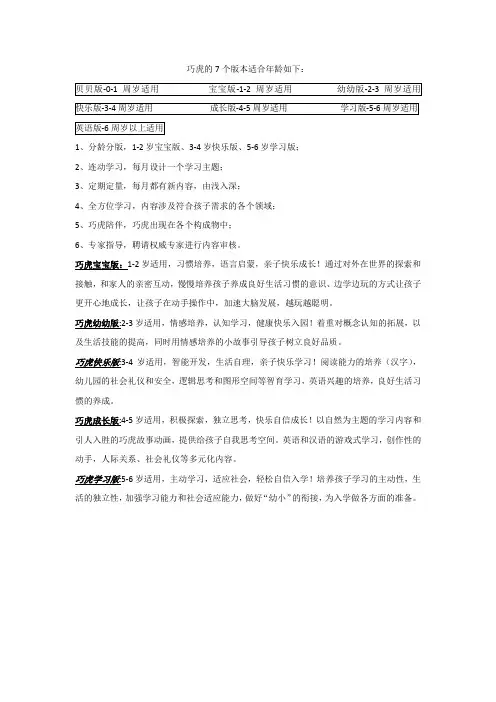 巧虎版本分类