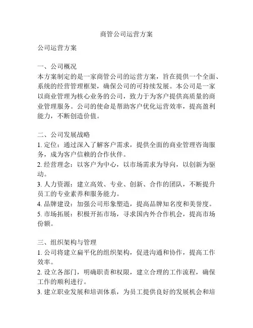 商管公司运营方案