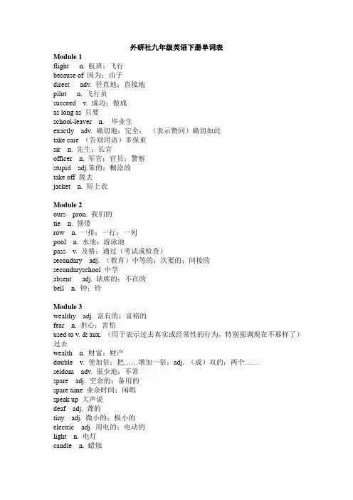 外研社九年级英语下册单词表