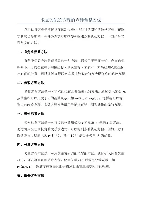 求点的轨迹方程的六种常见方法