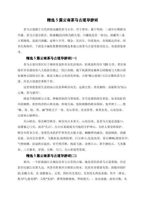 精选5篇云南茶马古道导游词