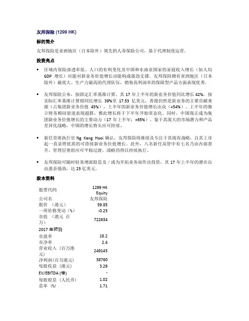 友邦保险1299HK