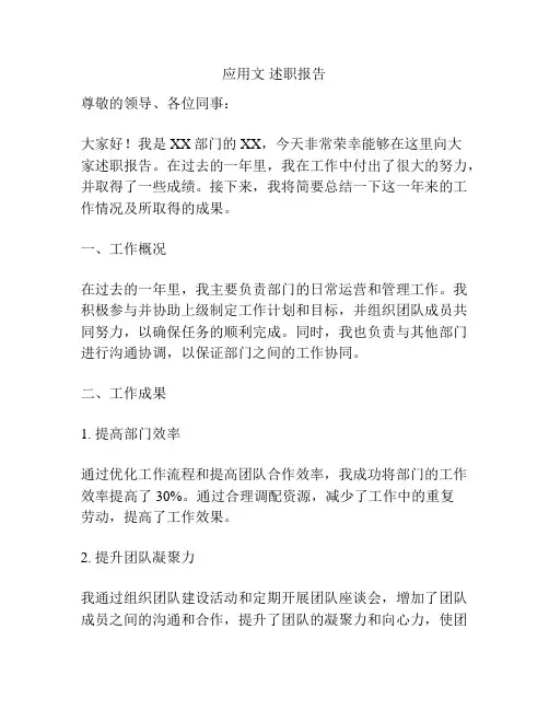 应用文 述职报告