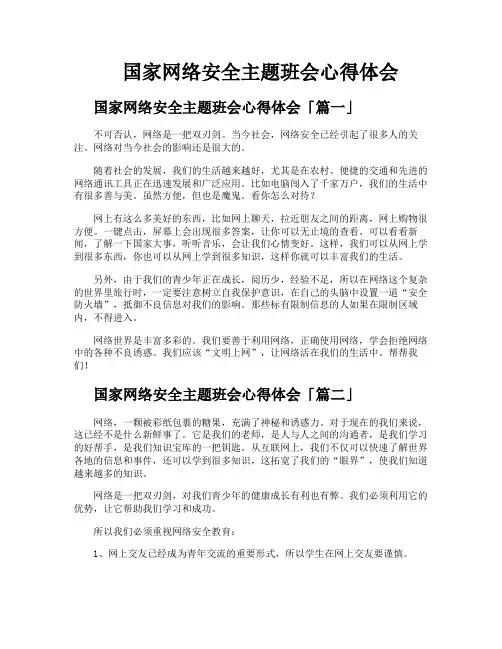 国家网络安全主题班会心得体会
