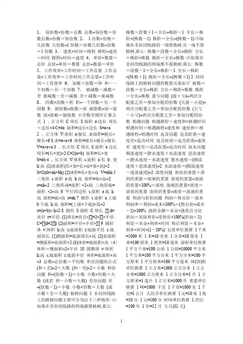 人教版初一数学公式大全