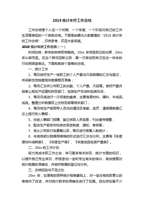 2019统计年终工作总结